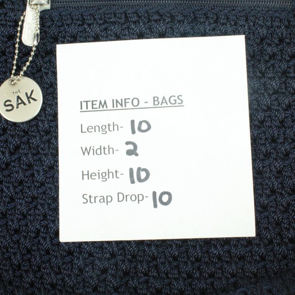 The Sak Blue Crochet Zipper Side Pocket Lined Tote Shoulder Handbag - Picture 9 of 9